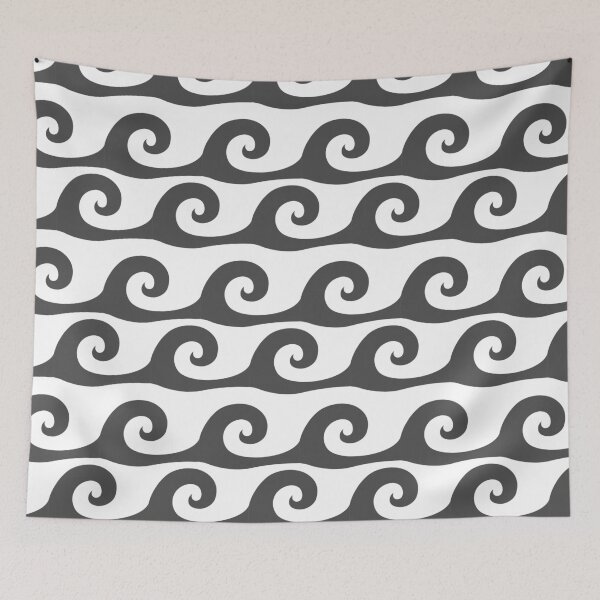 Item preview, Dark grey waves on white background pattern designed and sold by Brontorino.