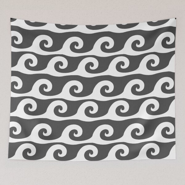 Item preview, Dark grey background white waves pattern designed and sold by Brontorino.
