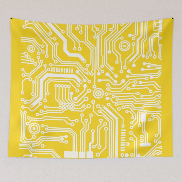 Item preview, bright yellow microchip hardware circuit design designed and sold by Giulia  Palazzo.