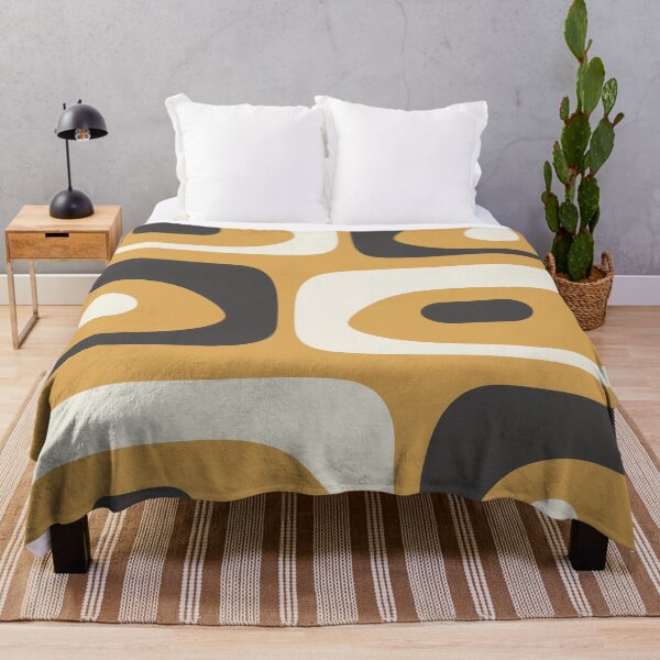 Item preview, Mid Century Modern Piquet Abstract Pattern in Muted Mustard Gold, Charcoal Grey, and Cream designed and sold by kierkegaard.