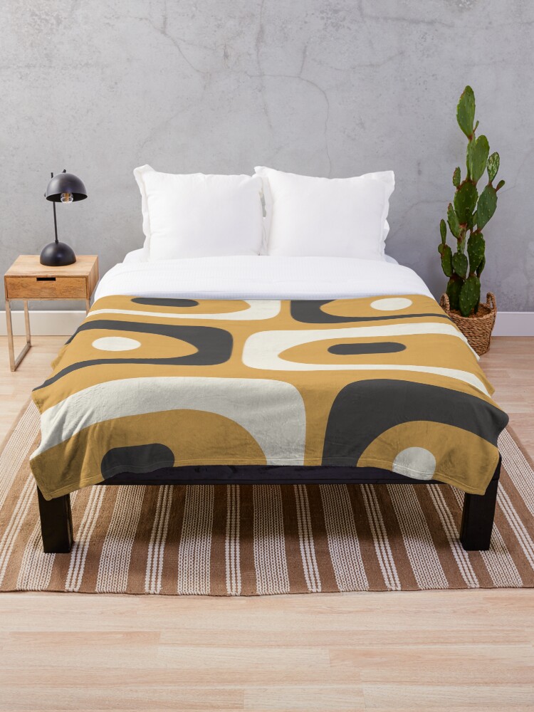 Mid Century Modern Piquet Abstract Pattern in Muted Mustard Gold