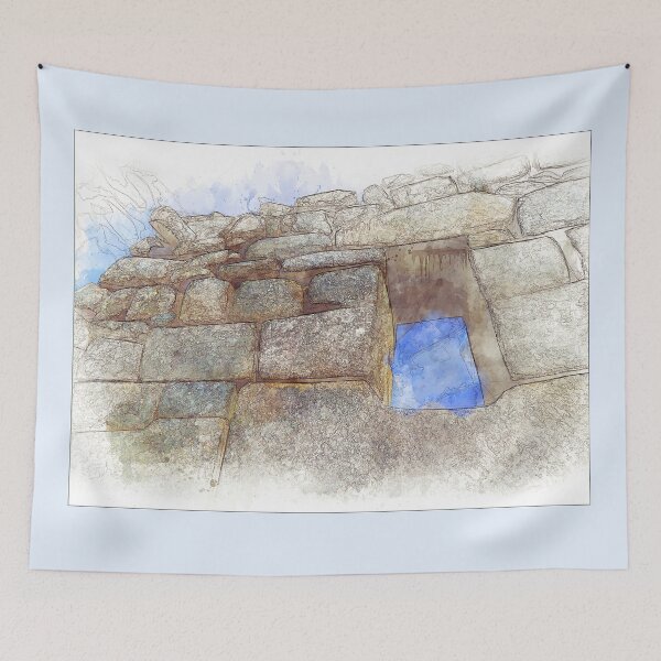 Item preview, Stone Wall of Machu Picchu, Peru - Sketch Style designed and sold by Retro Art Factory.