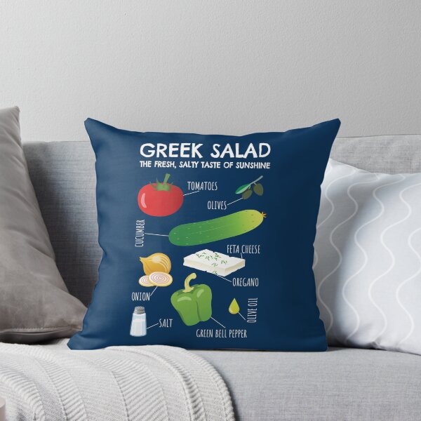 Aperçu de l'œuvre Ingrédients de la salade grecque - Un goût de soleil créée et vendue par Happy Puppy Print On Demand.