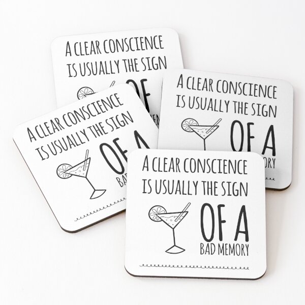 Item preview, Clear conscience drinking too much, witty comment, typography  designed and sold by RTrivella.