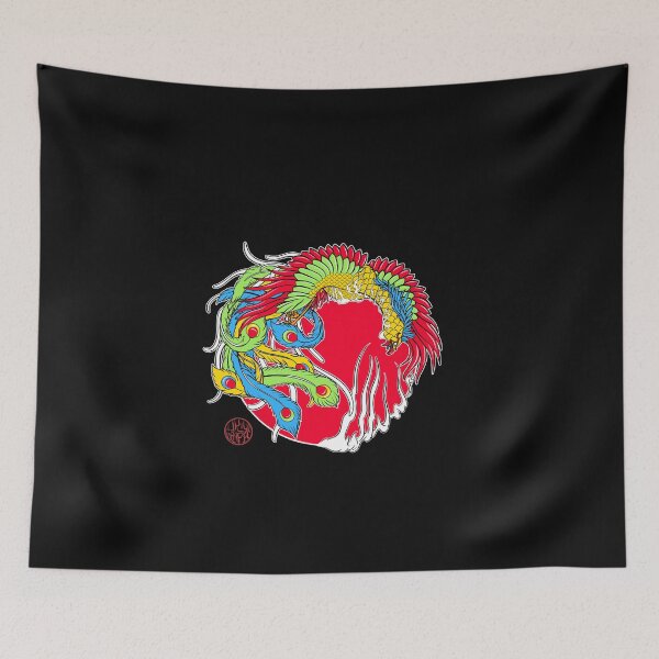 Item preview, Japanese phoenix and flames designed and sold by Ukiyograph.