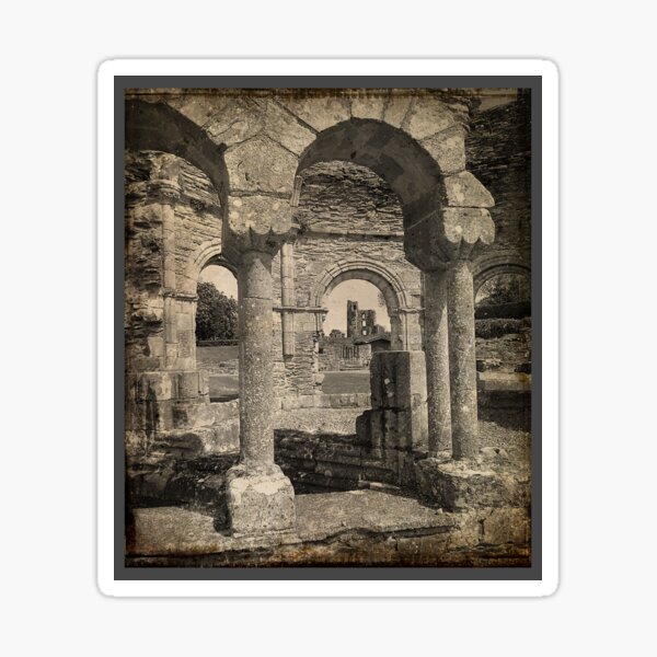 Aperçu de l'œuvre Ancienne abbaye de Mellifont - comté de Louth, Irlande - photographie rétro en détresse créée et vendue par Retro Art Factory.