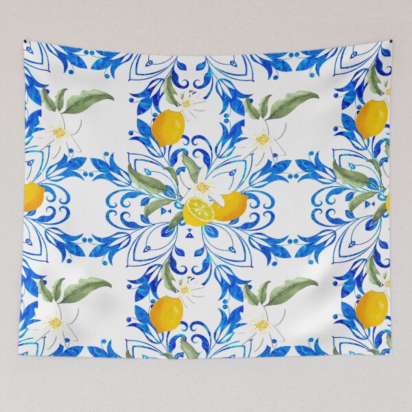 Aperçu de l'œuvre Été, mosaïque de style méditerranéen aux agrumes, motif de citron  créée et vendue par MariaMarinova.