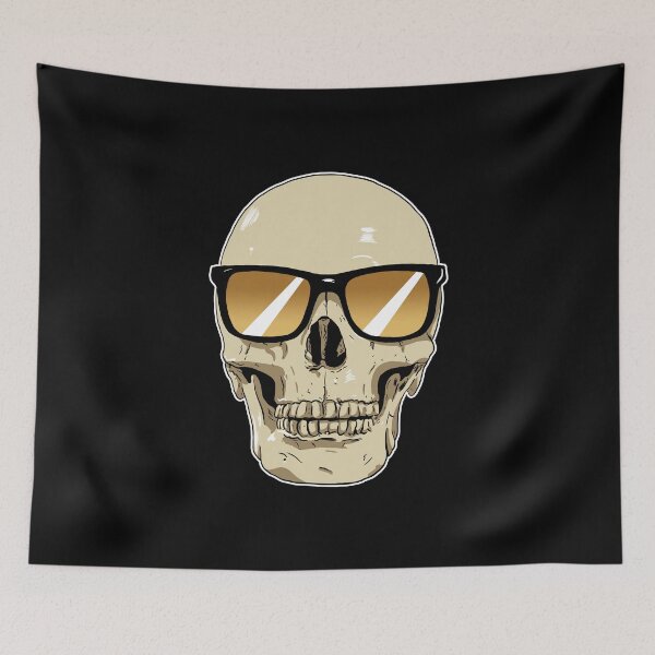 Item preview, Skull Wearing Sunglasses Orange Lenses designed and sold by blacksnowcomics.