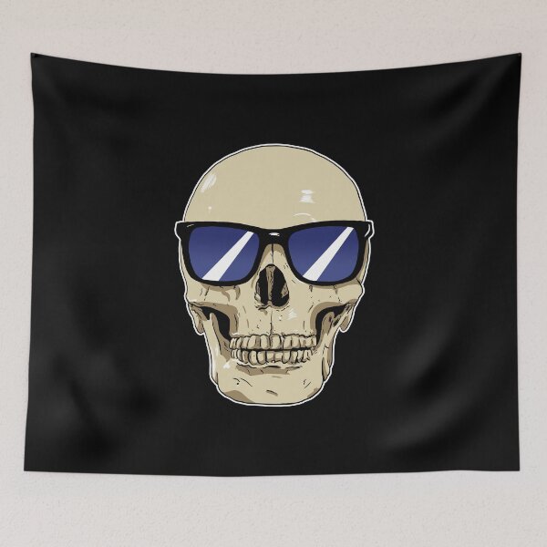 Item preview, Skull Wearing Sunglasses Blue Lenses designed and sold by blacksnowcomics.