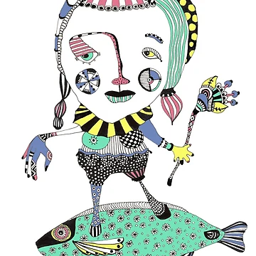 Artwork thumbnail, Colorful Flying Fish Rug by Ceyda Duruturk