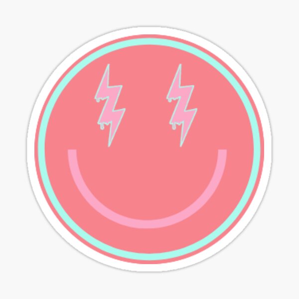 Preppy Lightning Bolt Smiley Face Sticker For Sale By Genevasstickers