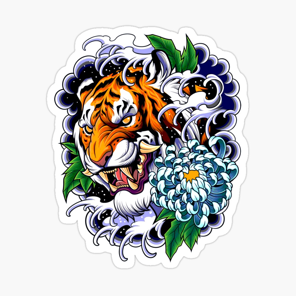Amazon.com: Traditional Crawling Tiger Tattoo Design Sticker Decal Vinyl  Bumper Sticker Decal Waterproof 5
