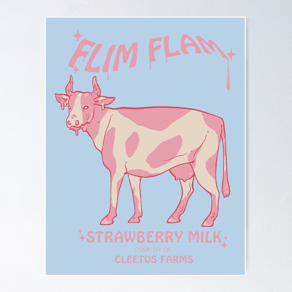 Strawberry Cow kawaii Poster for Sale by MayBK