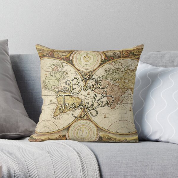 Book Traveler Vintage Map Throw Pillow