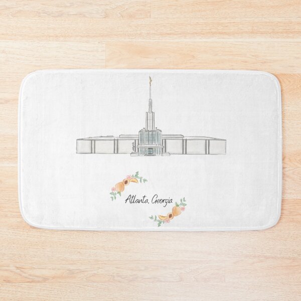 Item preview, Atlanta Georgia Temple watercolor drawing with peach border designed and sold by OddityArts.