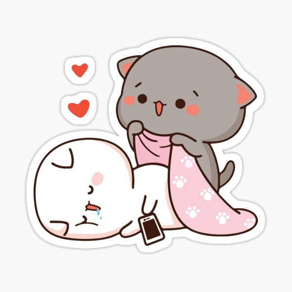 cute mochi peach cat Sticker
