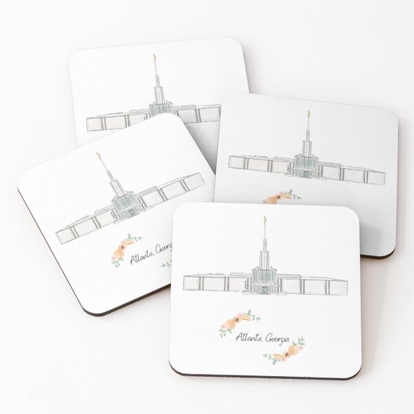 Item preview, Atlanta Georgia Temple watercolor drawing with peach border designed and sold by OddityArts.