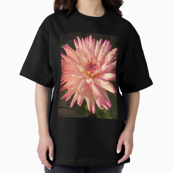 Gift for Gardener - Dazzling Pink Dahlia Oversized T-Shirt