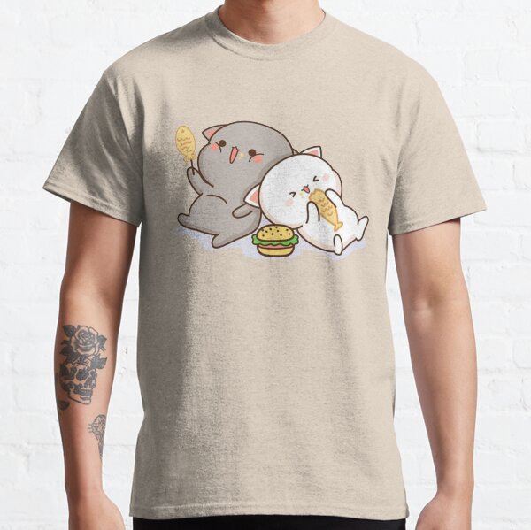 lindo gato mochi melocotón Camiseta clásica