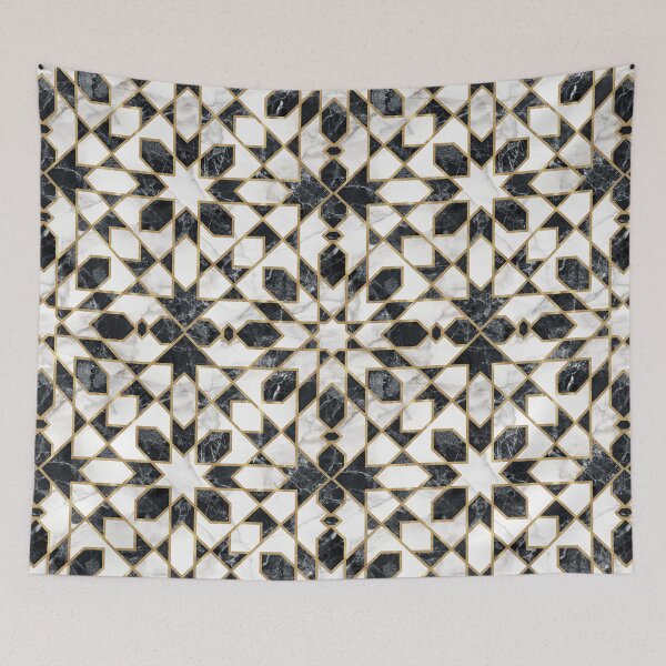 Item preview, Black & White Marble Moroccan Mosaic designed and sold by CatyArte.