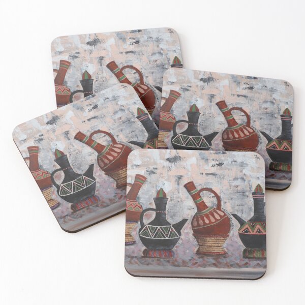 Item preview, Habesha Traditional Coffee Pots - Four Jabenas - East African Coffee Painting designed and sold by Manars-art.