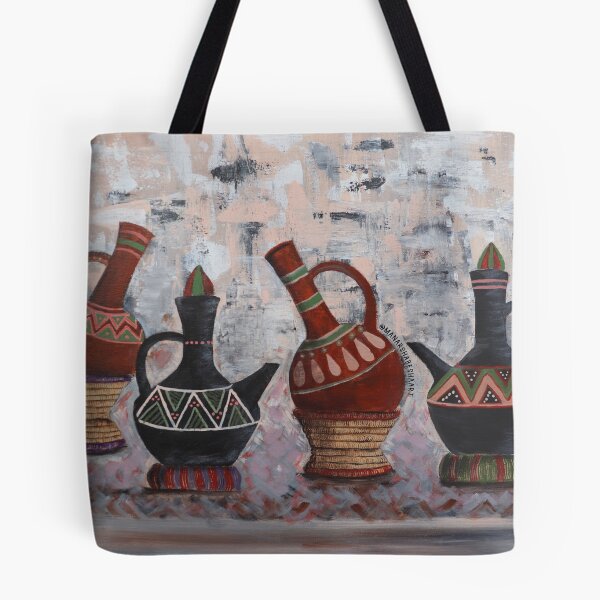 Item preview, Habesha Traditional Coffee Pots - Four Jabenas - East African Coffee Painting designed and sold by Manars-art.