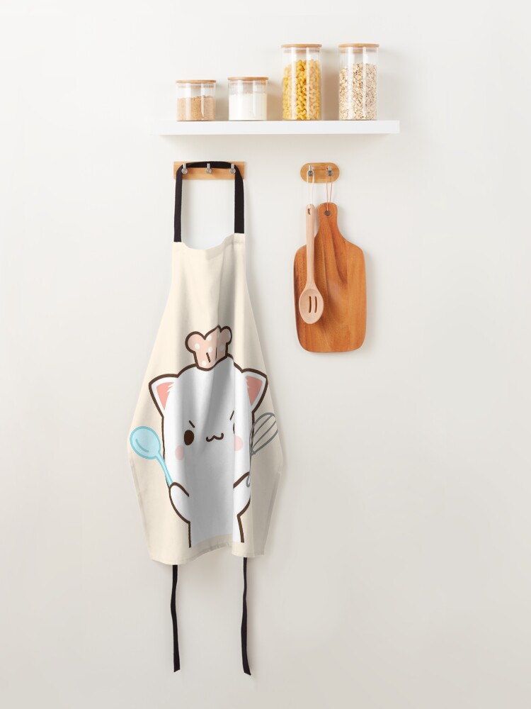 Alternate view of cute mochi peach cat Apron