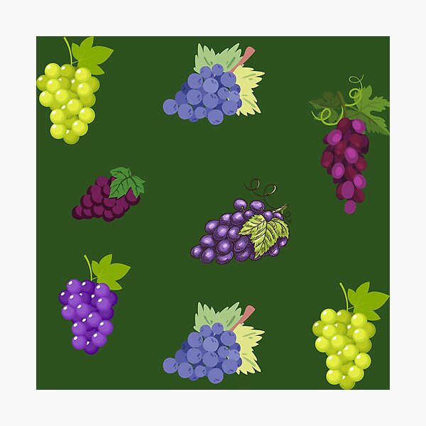 Item preview, Grapes Pattern, Juicy Ripe Red, Blue, Purple, Green Grapes Collage designed and sold by silviaol.