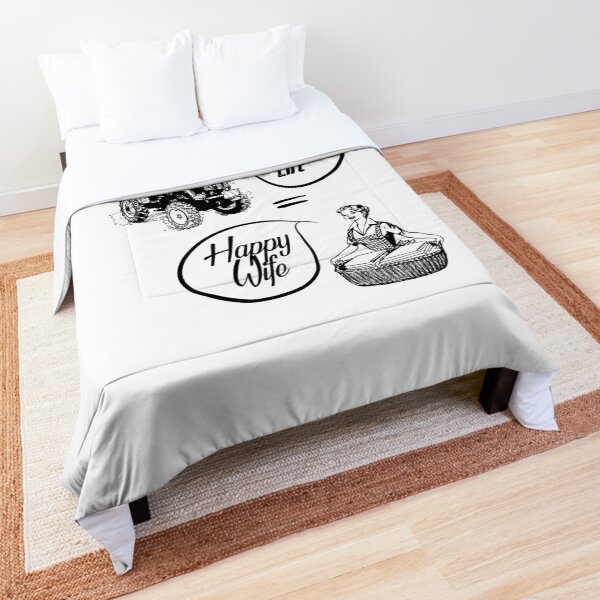 Tractor Life , Happy Wife  (White), Versatile Tractor My Therapy , Farm Life for happy wife , big boy never old Collection Comforter