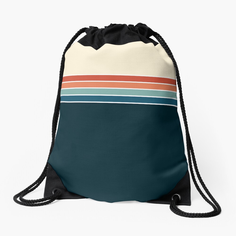 70s Vintage Retro Stripes Drawstring Bag