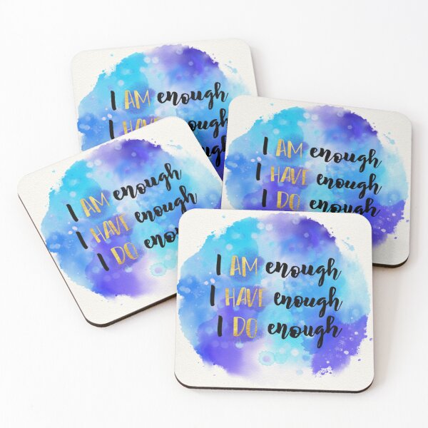 Item preview, I Am, Have, Do Enough Blue Watercolor Brush Lettering Affirmation designed and sold by JessicaAmber.