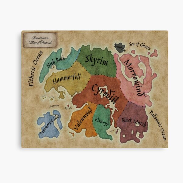 Map of Tamriel Elder Kings (Fantasy) Canvas Print