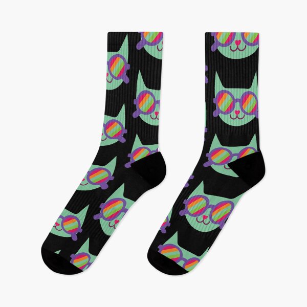 Item preview, Hippie loveheart cat rainbow sunglasses  designed and sold by Mylittleprints.