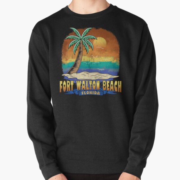 Vintage Fort Walton Beach FL Beach Sunset and Palm Trees Sweatshirt