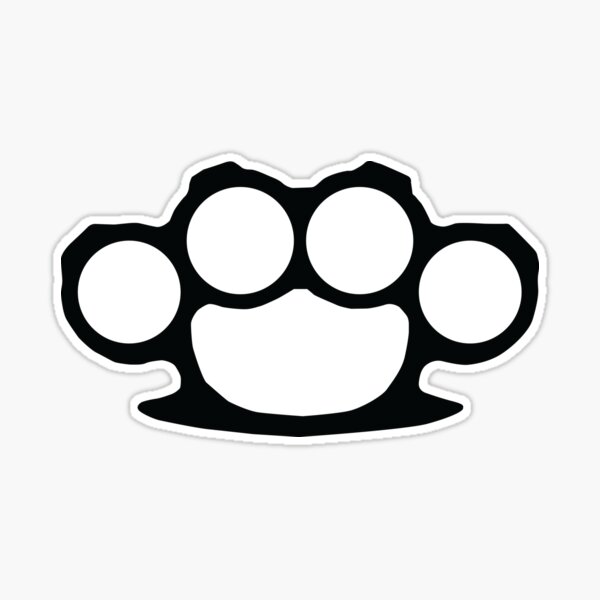 Brass Knuckles - Black on White Silhouette Sticker for Sale by