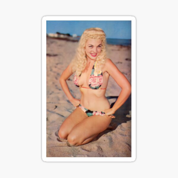 VTG 1950s 8x10 B&W PHOTO Girls at beach taking off shirt animal print  bikini