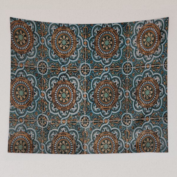 Item preview, Blue and Orange Floral Mandala Spanish Tile Pattern designed and sold by JLPhotographer.