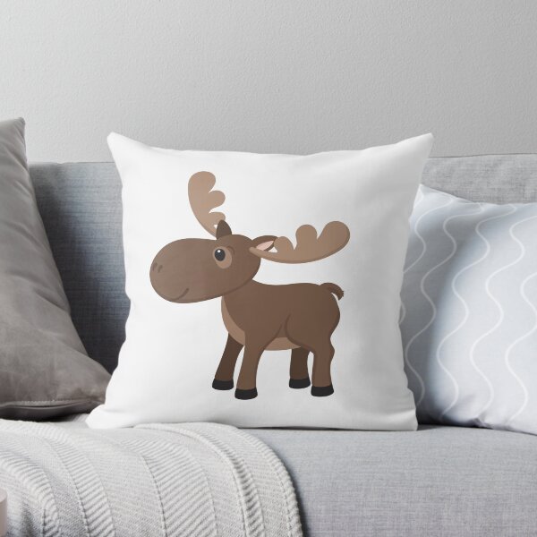 Cartoon Moose Throw Pillow