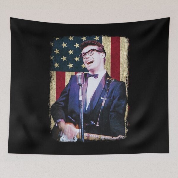 Item preview, Vintage American Flag Buddy Holly Legend designed and sold by RubyHills.