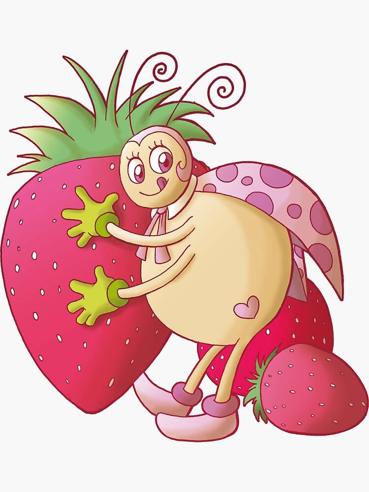 Thumbnail 3 of 3, Sticker, Ladybug with strawberries designed and sold by pandamis.