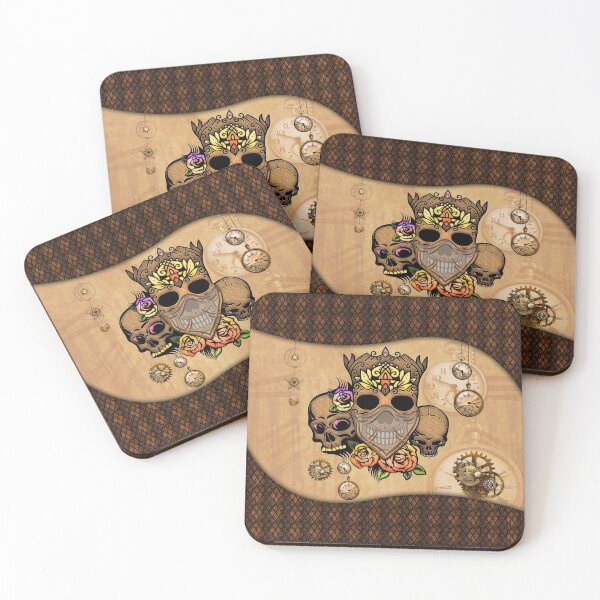 Item preview, Steampunk skulls with flowers designed and sold by nicky2342.