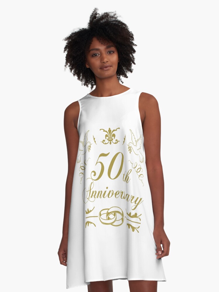 50th Wedding Anniversary A Line Dress By Thepixelgarden Redbubble