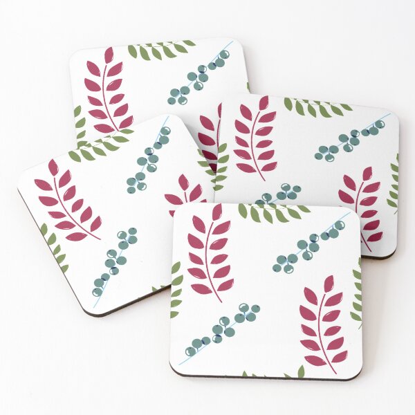 Item preview, Seamless Fern and Berries Fabric Pattern 1 Fashion Colours 2021 2022 White Background designed and sold by H3designs.