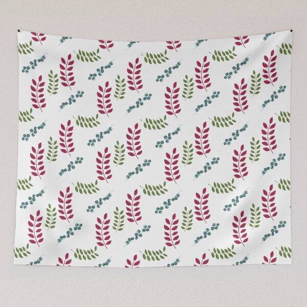 Item preview, Seamless Fern and Berries Fabric Pattern 1 Fashion Colours 2021 2022 White Background designed and sold by H3designs.