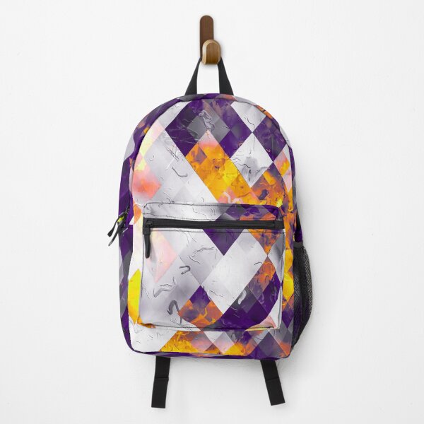 Item preview, geometric pixel square pattern abstract art background in purple orange brown designed and sold by Mrvell.