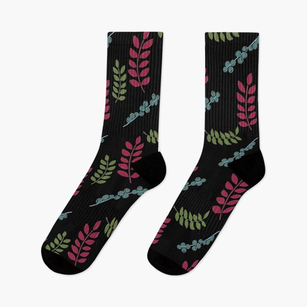 Item preview, Seamless Fern and Berries Fabric Pattern 1 Fashion Colours 2021 2022 Black Background designed and sold by H3designs.