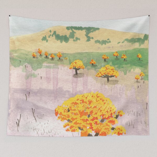Item preview, Australian landscape with flowering trees designed and sold by Paper Den.