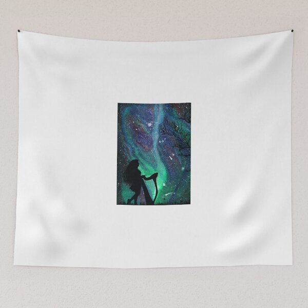 Item preview, Sound of night painted illustration (girl with a harp) designed and sold by lafataviola.