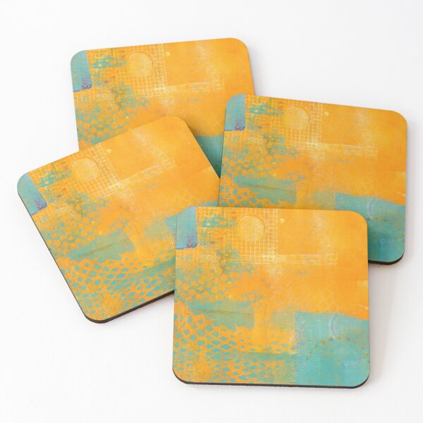 Item preview, Golden sunrise abstract acrylic painting designed and sold by KarenKaspar.