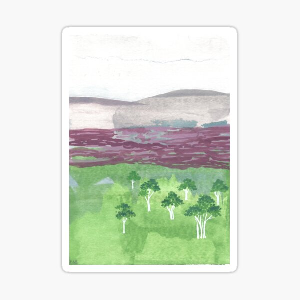 Australian landscape with white trees Sticker